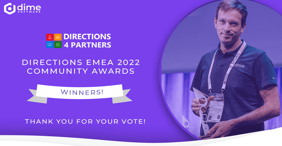 Dime Software wins the Directions EMEA 2022 Technology Community Award